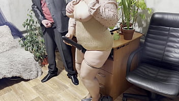 Mother-in-law took off her skirt and got stepson-in-law&#039_s cum on her ass