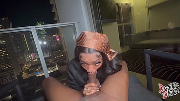 BUBBLE BUTT ISLAND BADDIE MYSTIKAL MENACE SUCKS & FUCKS A BBC ON A MIAMI BALCONY - FULL VIDEO WITH CUMSHOT!