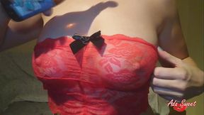 Curvy Latina teen shows off her big natural tits
