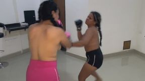 Topless Hotel Boxing: Pink vs Black Corner Fight!