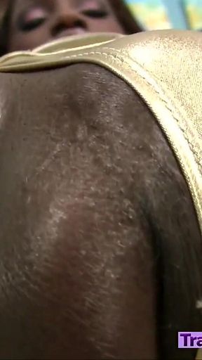 Ebony gorgeous with extra big uncut trans cock