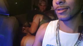 teenage girl sucking and fucking in the car with two guys from the favela