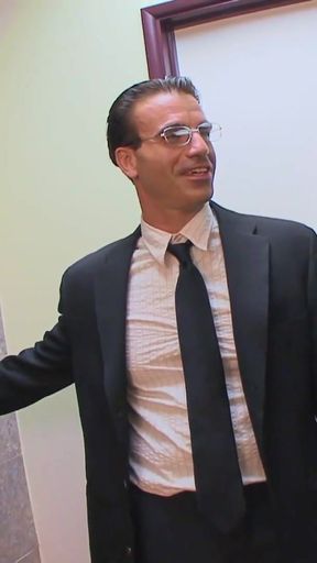 Emotional moment from "Blonde secretary with natural tits gets a boob cumshot"