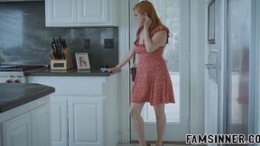Stepmom busted her stepson sniffing her panties