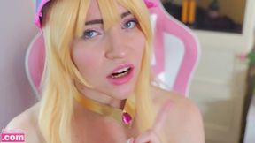 Enchanting Duel: Dark Magician Girl's Playful Encounter with a Tiny Hero