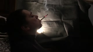 She destroys two cig in total dangling