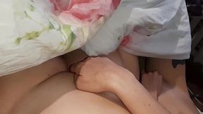 Three naked lesbians hid under the blanket so that no one would catch them