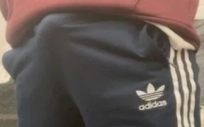 Amateur Horny Flatmate Cums in Condom in Adidas Sportswear