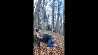 How to exhibit slutty Italian wife tied up first time BDSM tied up in public Lake fucked in the wood