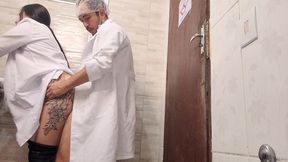 Doctor and nurse can′t resist and have sex in the hospital bathroom during their shift