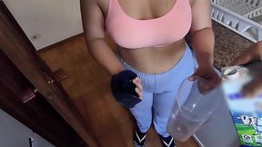 My Curvy Sexy Neighbor Came To Ask Me For Some Milk And Got Some Creamy Cum Right In Her Mouth