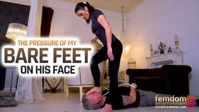 Impressed by my bare feet, he feels my foot pressure ( Foot Domination with Lady Nicole ) - FULL HD MP4