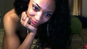 This sweet black chick loves to fuck her hole with her dildo making it creamy