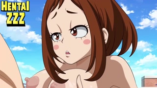 My hero academia hentai Uraraka big tits titjob