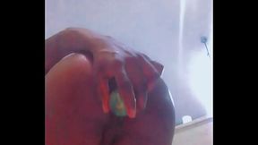 Fucking my tight ass with a cucumber