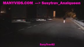 Truck Stop Training Sissy Slutwalk destroyed in pink wig whore caught public