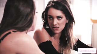 Slim dark haired licks boss to keep job