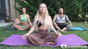 Yoga instructor shares my cock with my neighbor