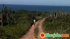 Young brunette with big tits loves anal in a threesome