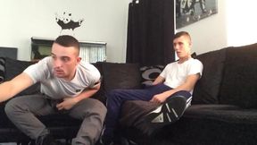 Friends wanking together