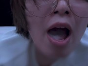抜いてからも小さくなるまでお掃除フェラをするメガネ女子♡ cum in mouth gokkun