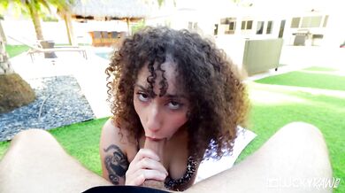 Curly haired tiny latina grinds squirming making mess with rough missionary