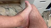 Bear cumming alone. Do you prefer my dick or my feet?