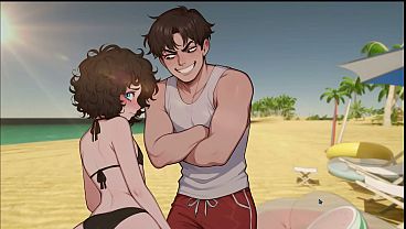 My Femboy Roomate [ GAY Hentai Game ] Ep.5 Sunscreen ASS MASSAGE my ROOMIE in BEACH BIKINI caused an accidental BONER !