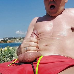 Jerk off at the Outdoor Beach