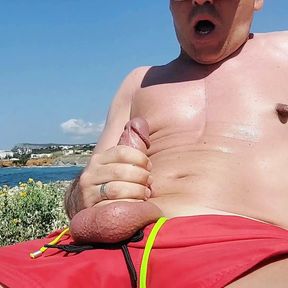 Jerk off at the Outdoor Beach