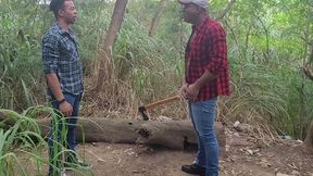 tomando tora do lenhador
