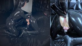 Latex Gas Mask Double Anal Fisting