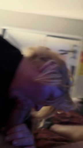 Blonde amateur BBW gives a blowjob to her white girlfriend