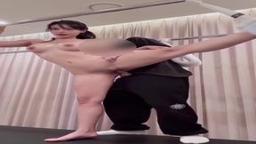Busty blonde gets nailed during yoga class