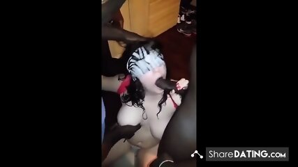 Amateur white slut Gangbanged by black dicks