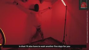 Overnight bondage isolation with extreme ball stretcher (2nd night), shocking final audio