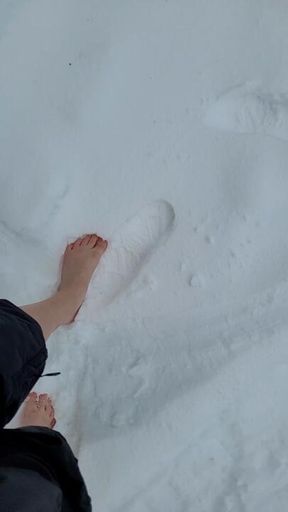 walking barefoot in snow