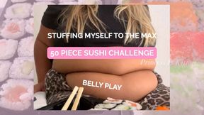 50 PIECE SUSHI CHALLENGE! ? Can I finish all the food? SO STUFFED!