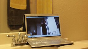 Jacking off to a sexy porn babe