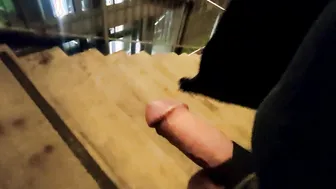 Twink Flashing Big Cock and Pissing Outdoors at Night