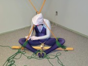 Spider-Gwen's Bondage Escape Practice #2: Triangle Tied while Getting Teased