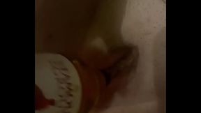 My wife fucking her pussy with a bottle