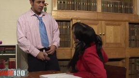 Plump brunette in uniform given a vigorous fuck