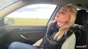 German Blonde Hitchhiker Pick up and Get Risky POV Outdoor Fuck in Car
