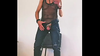 Hard pp fuck with dildo wearing jeans and flip flops