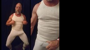 Aroused cock in white tights 190629