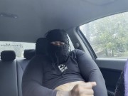 Almost caught Masterbating in the car, Black dick, massive cum shot