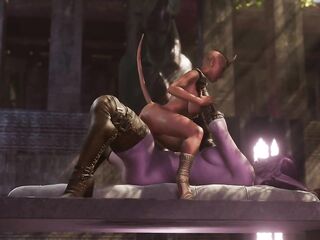 Futa Night elf gets drained by a sexy imp