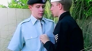 Military twink jizzed on after ass pounding outdoor session