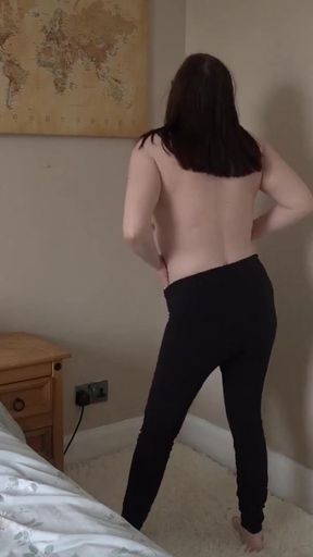 wife stripping in leggings and sports bra   Clip 1